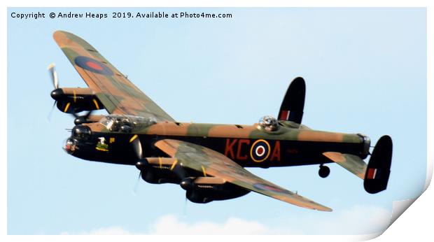 Lancaster bomber in flight Soaring High Print by Andrew Heaps