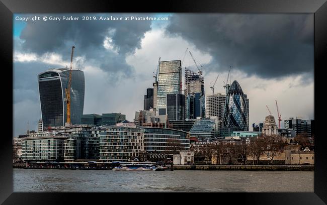 City of London skyline, from the south bank Framed Print by Gary Parker