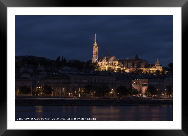Fisherman's Bastion in Budapest, at night Framed Mounted Print by Gary Parker