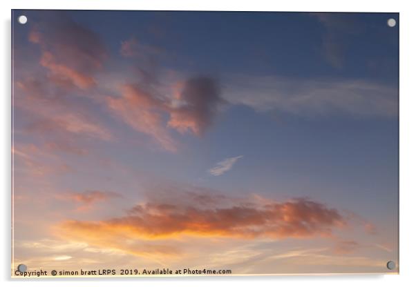 Sunset sky and pink clouds 428 Acrylic by Simon Bratt LRPS