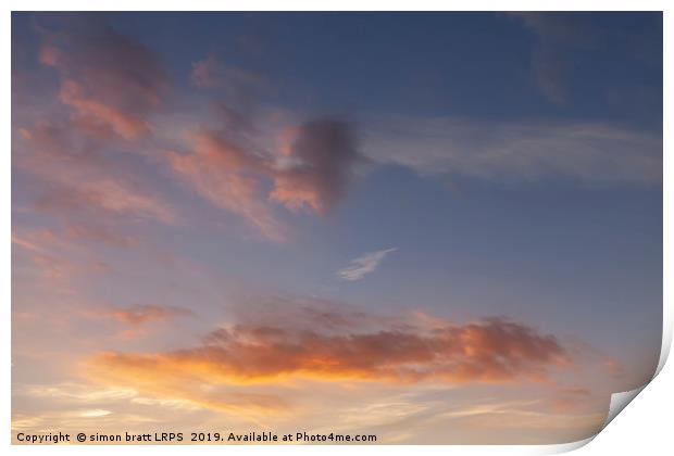 Sunset sky and pink clouds 428 Print by Simon Bratt LRPS