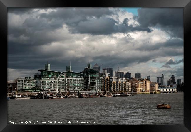 A stormy day on the river Thames, London Framed Print by Gary Parker