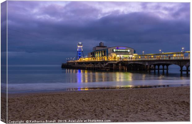 Bournemouth Pier illuminated at night Canvas Print by KB Photo