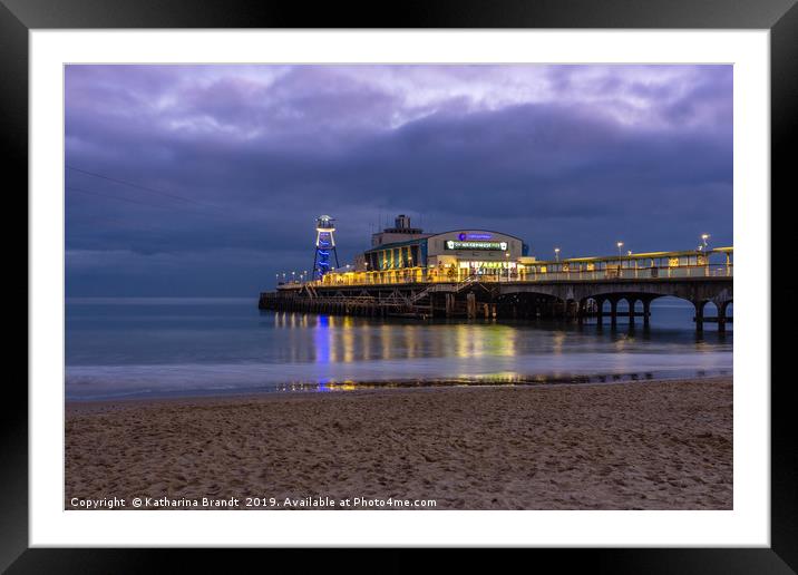 Bournemouth Pier illuminated at night Framed Mounted Print by KB Photo