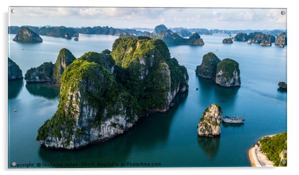 Ha Long Bay and 1000 islands  Acrylic by Nicholas Jones