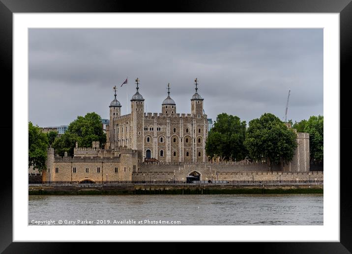 The Tower of London, on a cloudy day Framed Mounted Print by Gary Parker