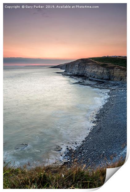 Sunset over Dunraven Bay, south Wales,  Print by Gary Parker