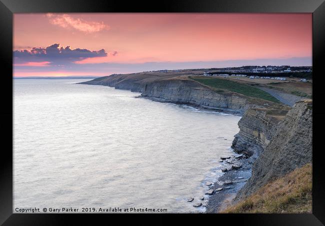 Sunset over Dunraven Bay, south Wales,  Framed Print by Gary Parker