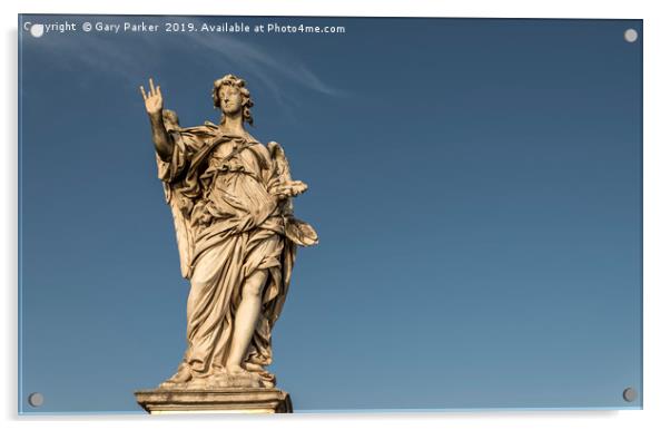 A large, stone statue of an angel, Rome Acrylic by Gary Parker
