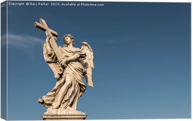 A large, stone statue of an angel, rome Canvas Print by Gary Parker