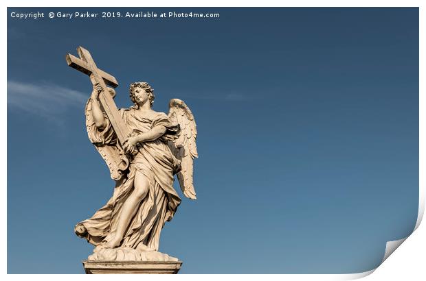 A large, stone statue of an angel, rome Print by Gary Parker