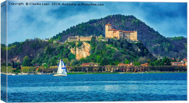 Sailing in front of the Rock of Angera Canvas Print by Claudio Lepri