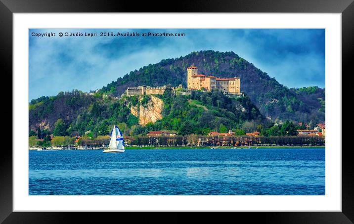 Sailing in front of the Rock of Angera Framed Mounted Print by Claudio Lepri