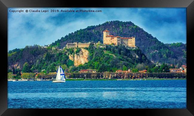 Sailing in front of the Rock of Angera Framed Print by Claudio Lepri