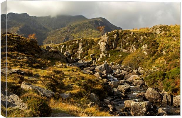View of the mountains at Cwm Idwal, Snowdonia Canvas Print by Jenny Hibbert