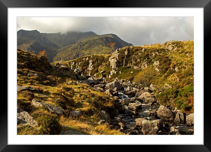 View of the mountains at Cwm Idwal, Snowdonia Framed Mounted Print by Jenny Hibbert