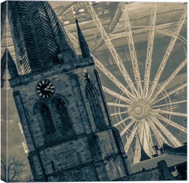 The Crooked Spire and the Chesterfield Eye.  Canvas Print by Michael South Photography