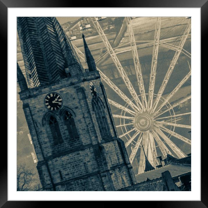 The Crooked Spire and the Chesterfield Eye.  Framed Mounted Print by Michael South Photography