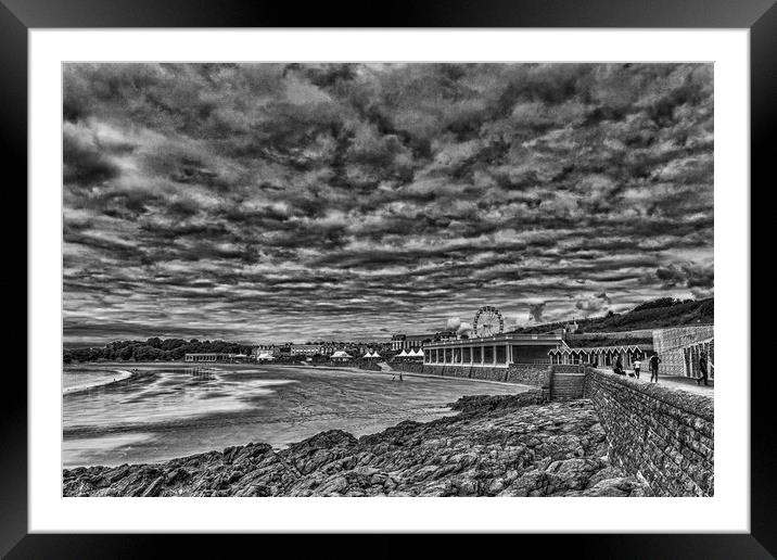 Dramatic Barry Island Monochrome Framed Mounted Print by Steve Purnell