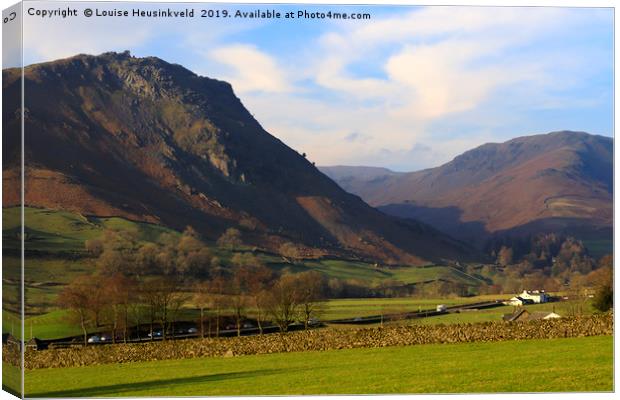 Helm Crag and Wythburn Fells, Grasmere, Lake Distr Canvas Print by Louise Heusinkveld