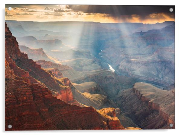 Grand Canyon monsoon Lightrays Acrylic by John Finney