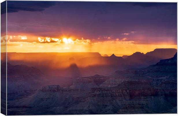Grand Canyon monsoon sunset Canvas Print by John Finney