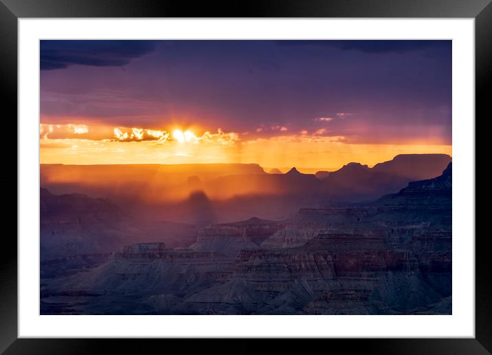 Grand Canyon monsoon sunset Framed Mounted Print by John Finney