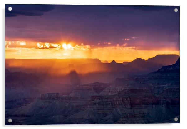Grand Canyon monsoon sunset Acrylic by John Finney