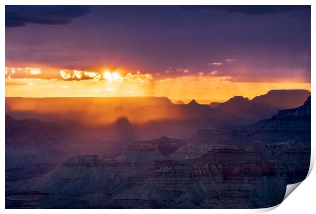 Grand Canyon monsoon sunset Print by John Finney