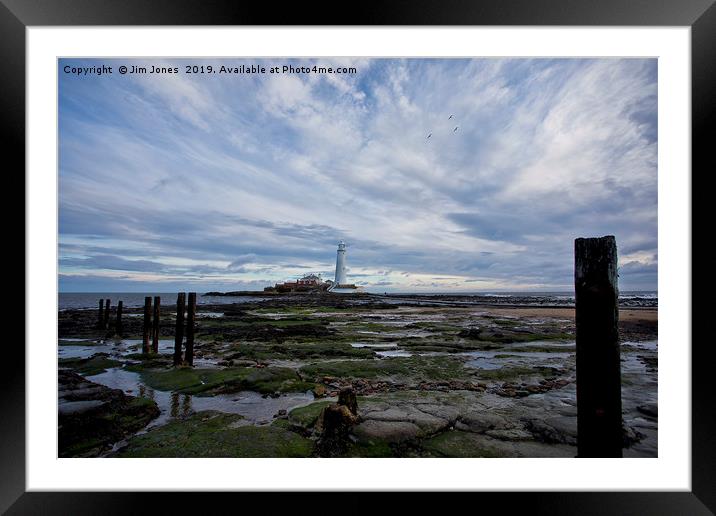 Breezy St Mary's Island Framed Mounted Print by Jim Jones