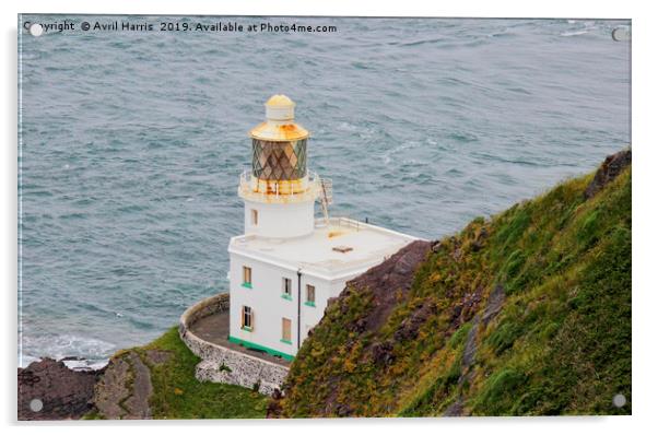 Hartland Point Lighthouse Devon Acrylic by Avril Harris