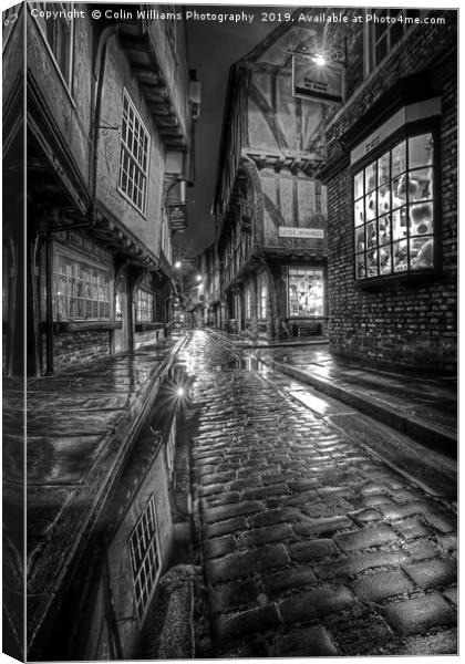 The Shambles At Night 3 BW Canvas Print by Colin Williams Photography