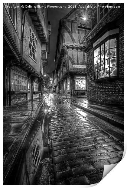 The Shambles At Night 3 BW Print by Colin Williams Photography