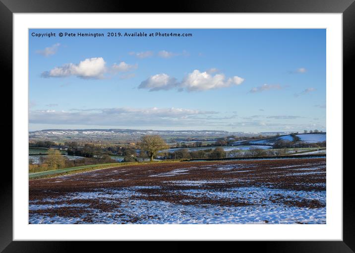 Lingering snow in Mid Devon Framed Mounted Print by Pete Hemington