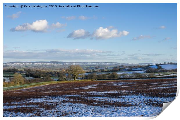 Lingering snow in Mid Devon Print by Pete Hemington