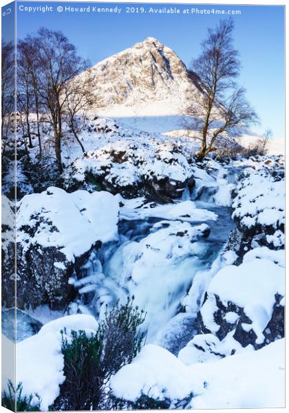 Morning light on the Buachaille Canvas Print by Howard Kennedy