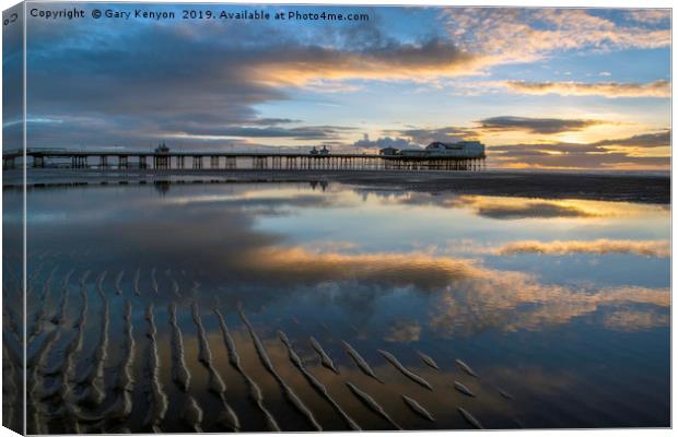 Sunset Reflections By North Pier Canvas Print by Gary Kenyon