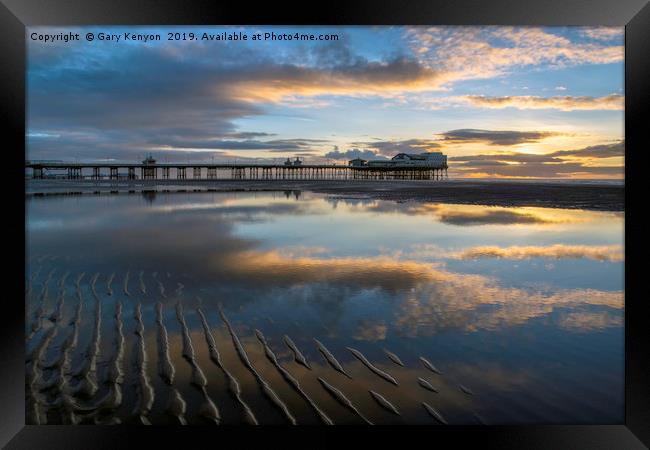 Sunset Reflections By North Pier Framed Print by Gary Kenyon