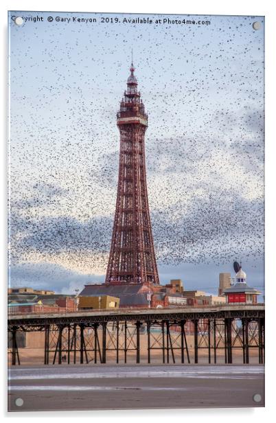 Murmurating Starlings by Blackpool Tower Acrylic by Gary Kenyon