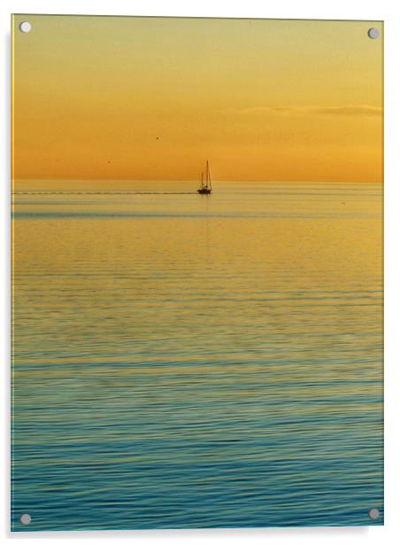 Calm Sea And Yacht     Acrylic by Victor Burnside