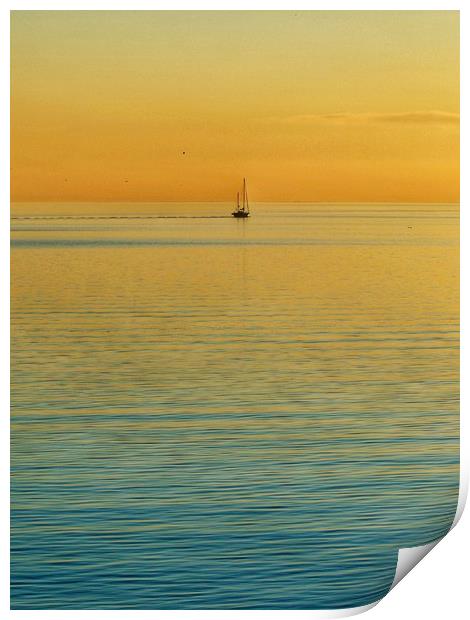 Calm Sea And Yacht     Print by Victor Burnside
