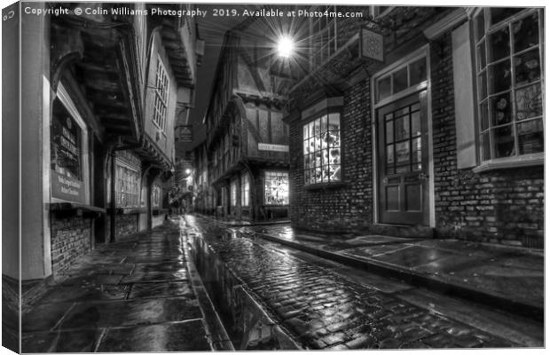 The Shambles At Night 1 BW Canvas Print by Colin Williams Photography