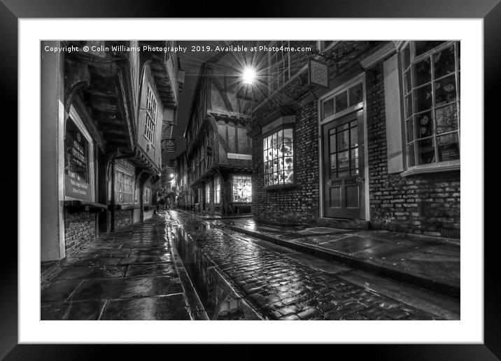 The Shambles At Night 1 BW Framed Mounted Print by Colin Williams Photography