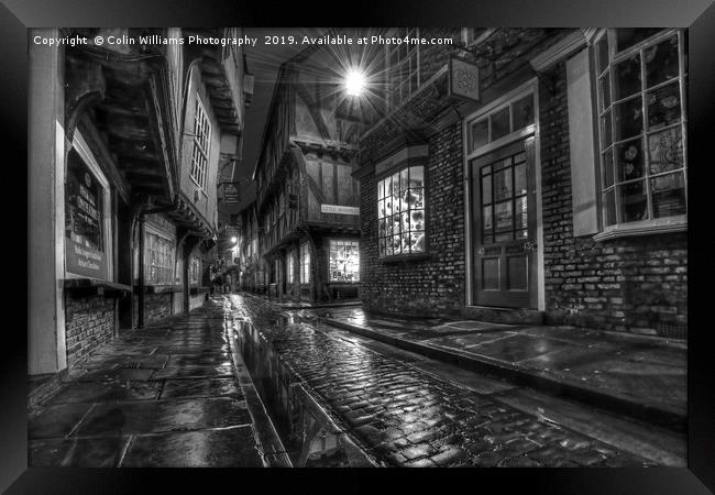 The Shambles At Night 1 BW Framed Print by Colin Williams Photography