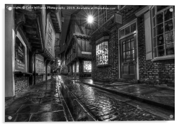 The Shambles At Night 1 BW Acrylic by Colin Williams Photography