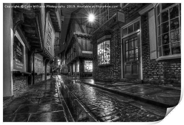 The Shambles At Night 1 BW Print by Colin Williams Photography