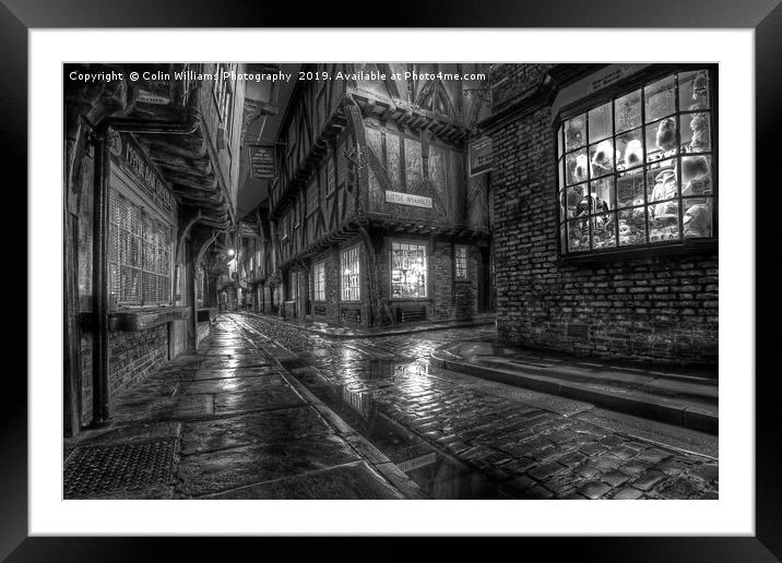 The Shambles At Night 2 BW Framed Mounted Print by Colin Williams Photography