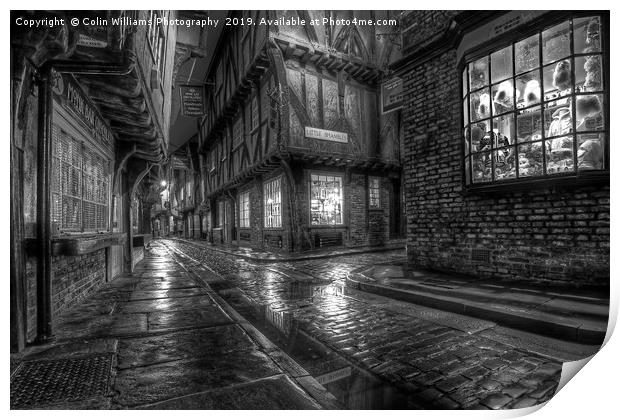 The Shambles At Night 2 BW Print by Colin Williams Photography