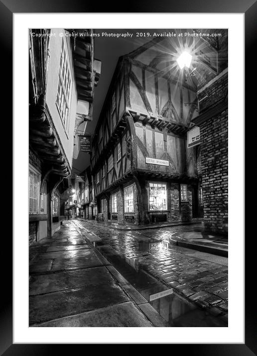 The Shambles At Night 5 BW Framed Mounted Print by Colin Williams Photography