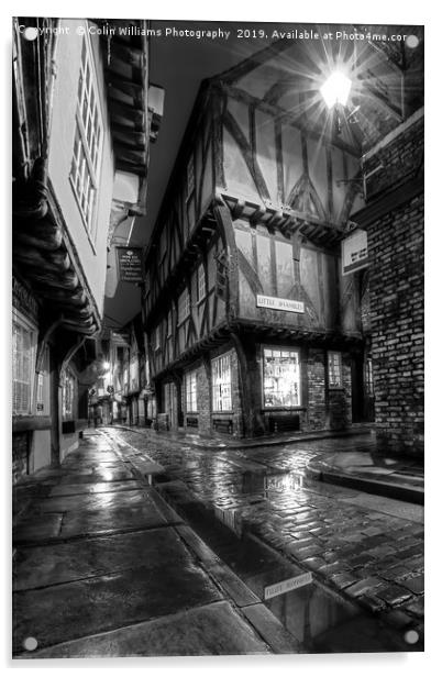The Shambles At Night 5 BW Acrylic by Colin Williams Photography